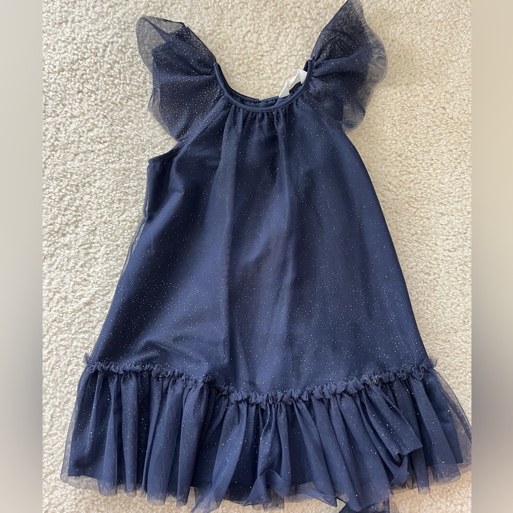TWIN GIRLS tulle metallic glitter sleeve dress